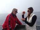 Rotarian Lynn Lester and Crew Member Mary Elizabeth discussing sea-life.