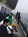 The sea was rough and it was foggy.